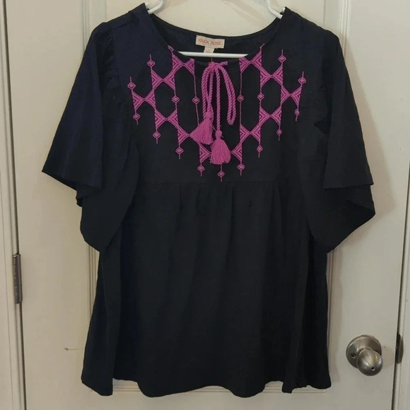 Knox Rose Women's flutter short sleeve shirt - Picture 2 of 8